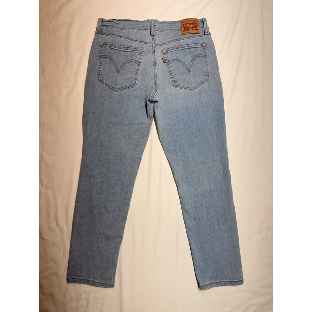 Levis Womens 29 Boyfriend Shaping Jeans Light Wash Blue Denim Stretch High Rise